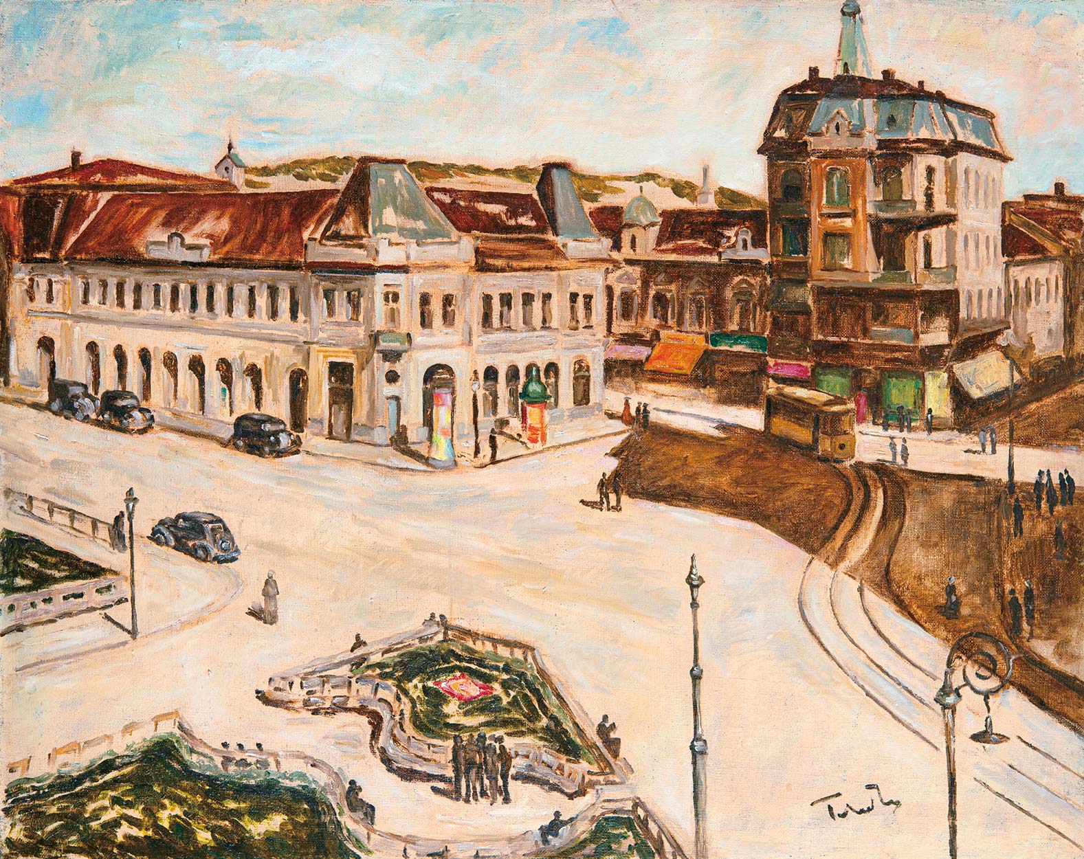 Tibor Ernő (1885-1945) The Black Eagle Palace on the Main Square in Nagyvárad