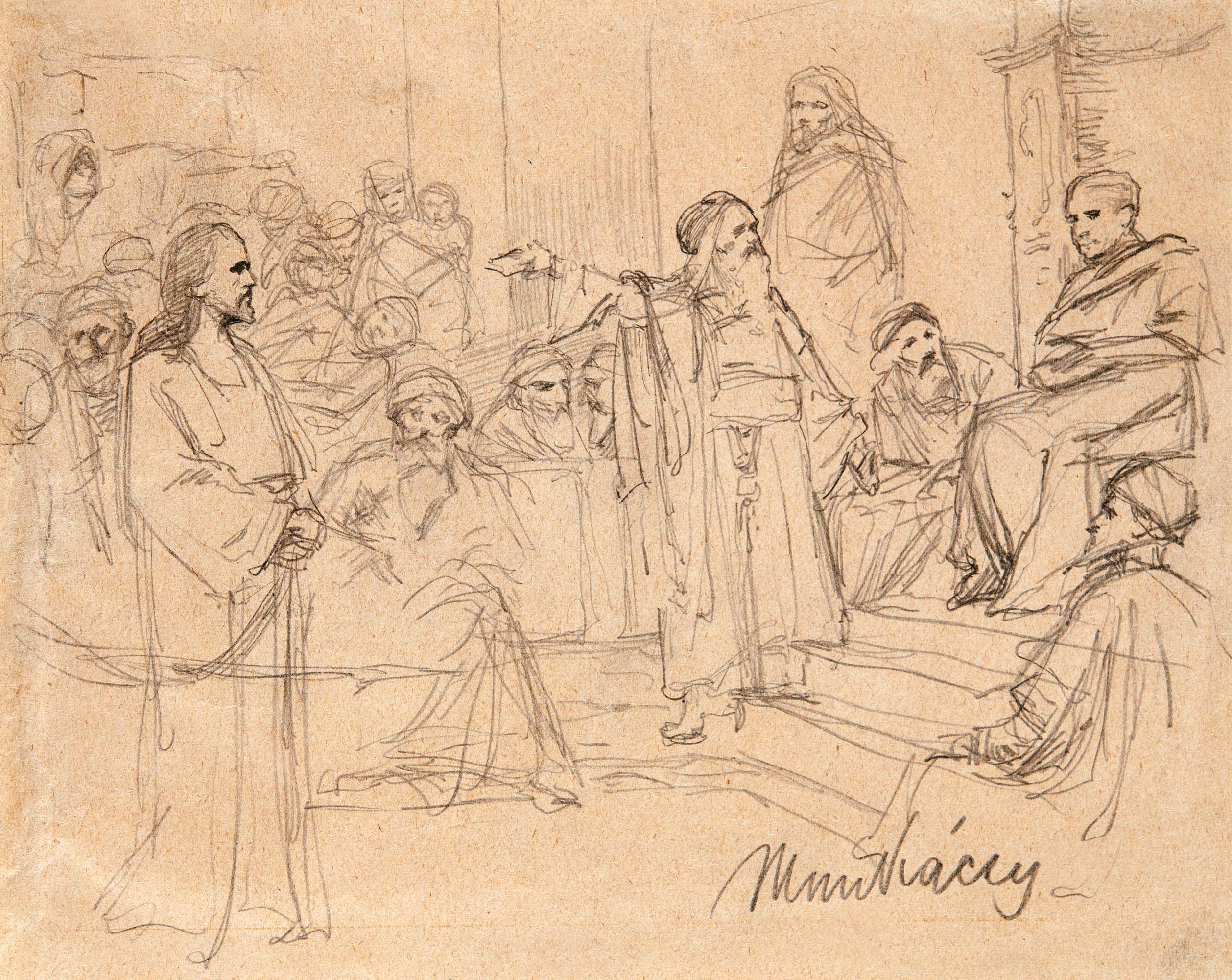 Munkácsy Mihály (1844-1900) Study for Christ before Pilate