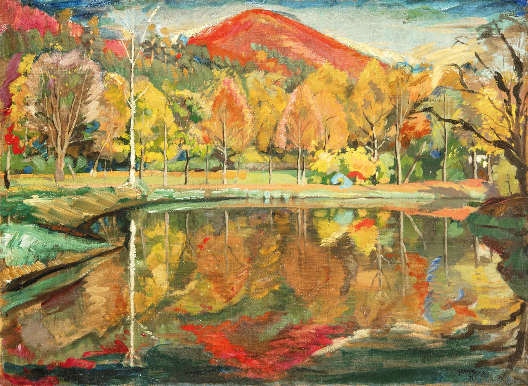 Vörös Géza (1897-1957) Autumn at the Lake, 1933