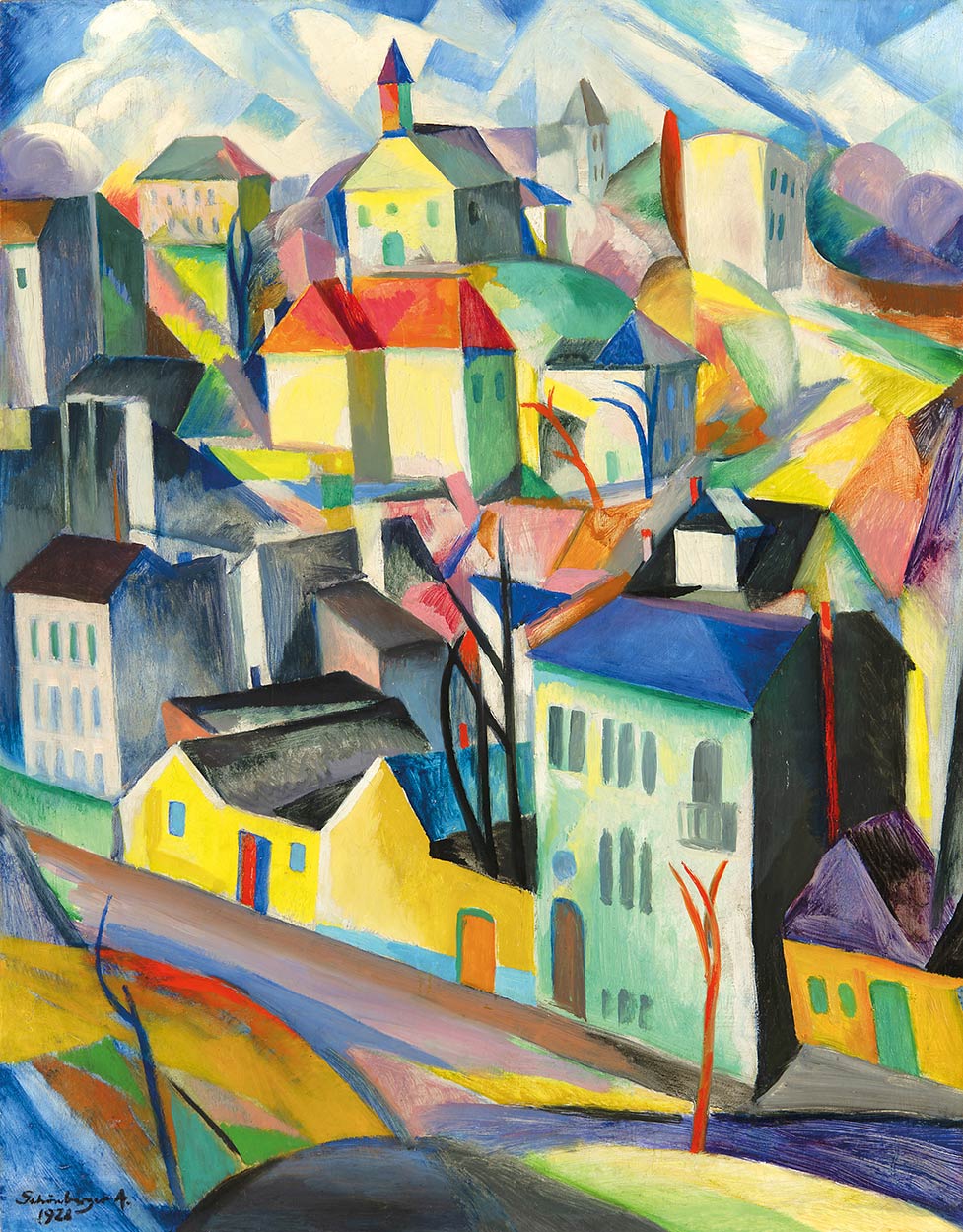 Schönberger Armand (1885-1974) Város a domboldalon, 1928