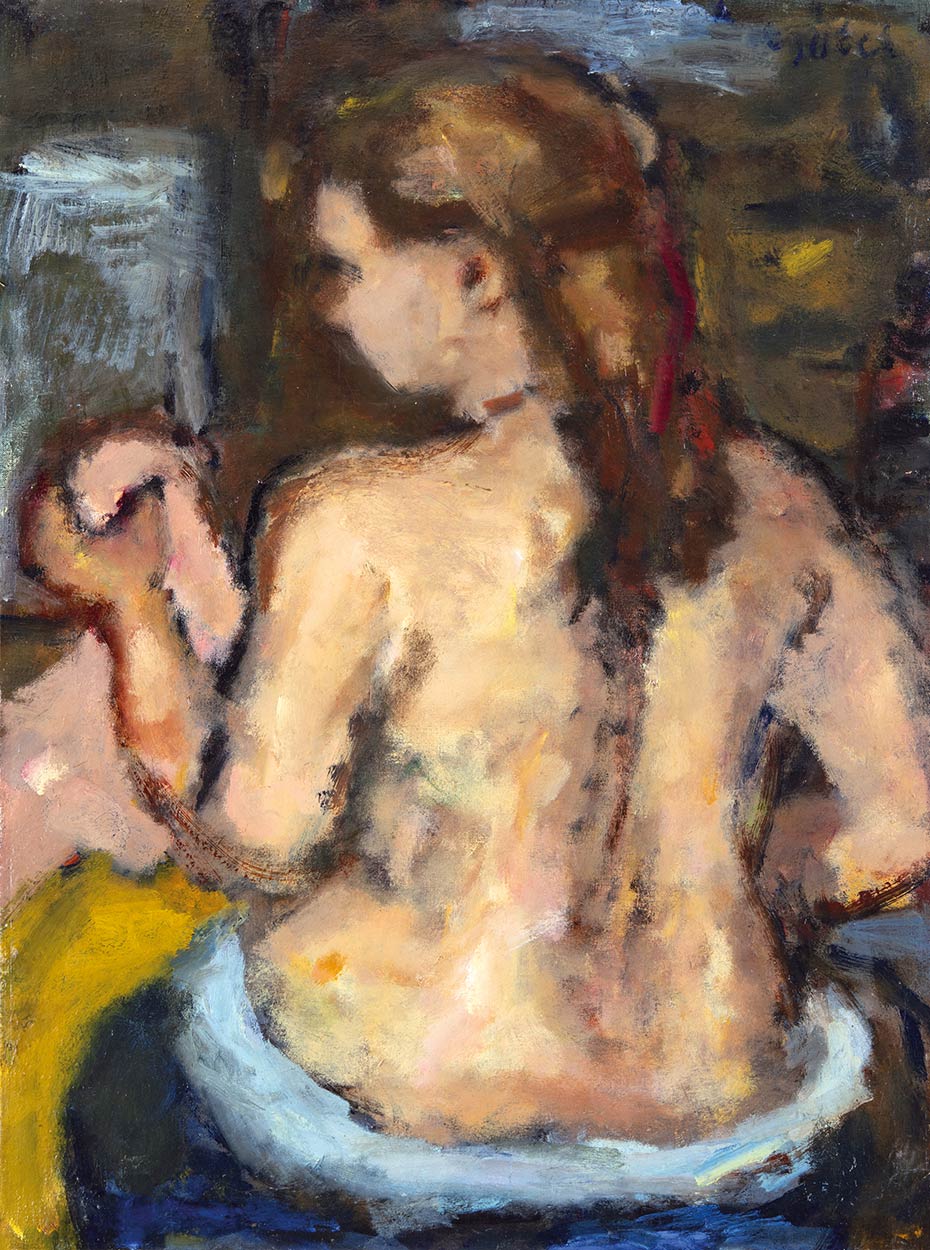 Czóbel Béla (1883-1976) Toilette (Female nude from the back), 1950