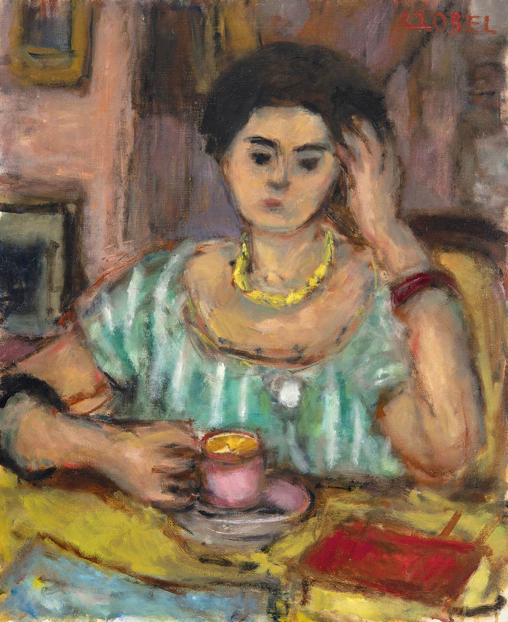 Czóbel Béla (1883-1976) Woman having a Coffee, 1960s