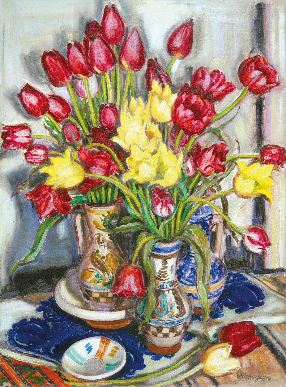 Vörös Géza (1897-1957) Tulipános virágcsendélet