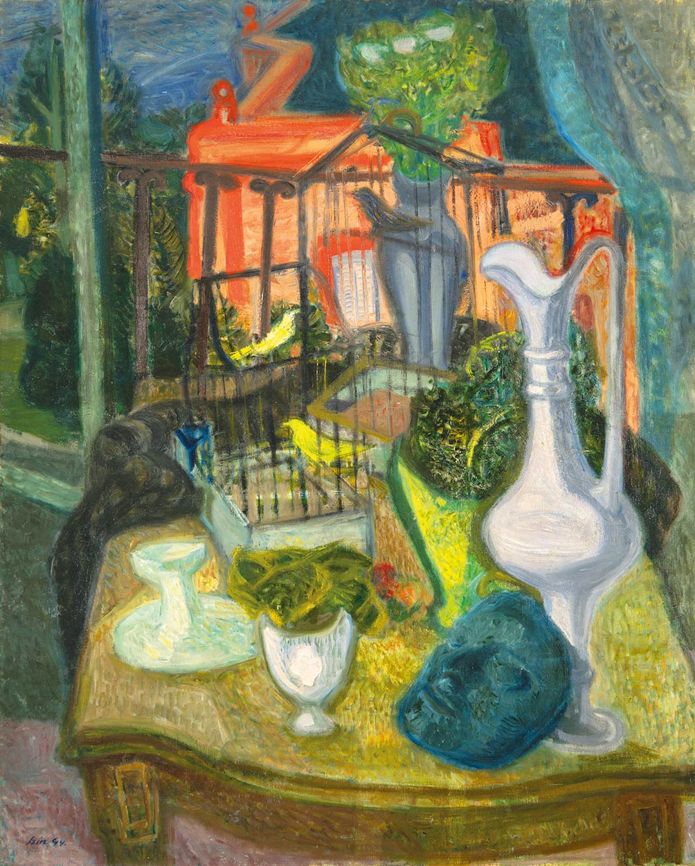 Szín György (1906-1944) Párizsi erkély (Csendélet maszkkal)