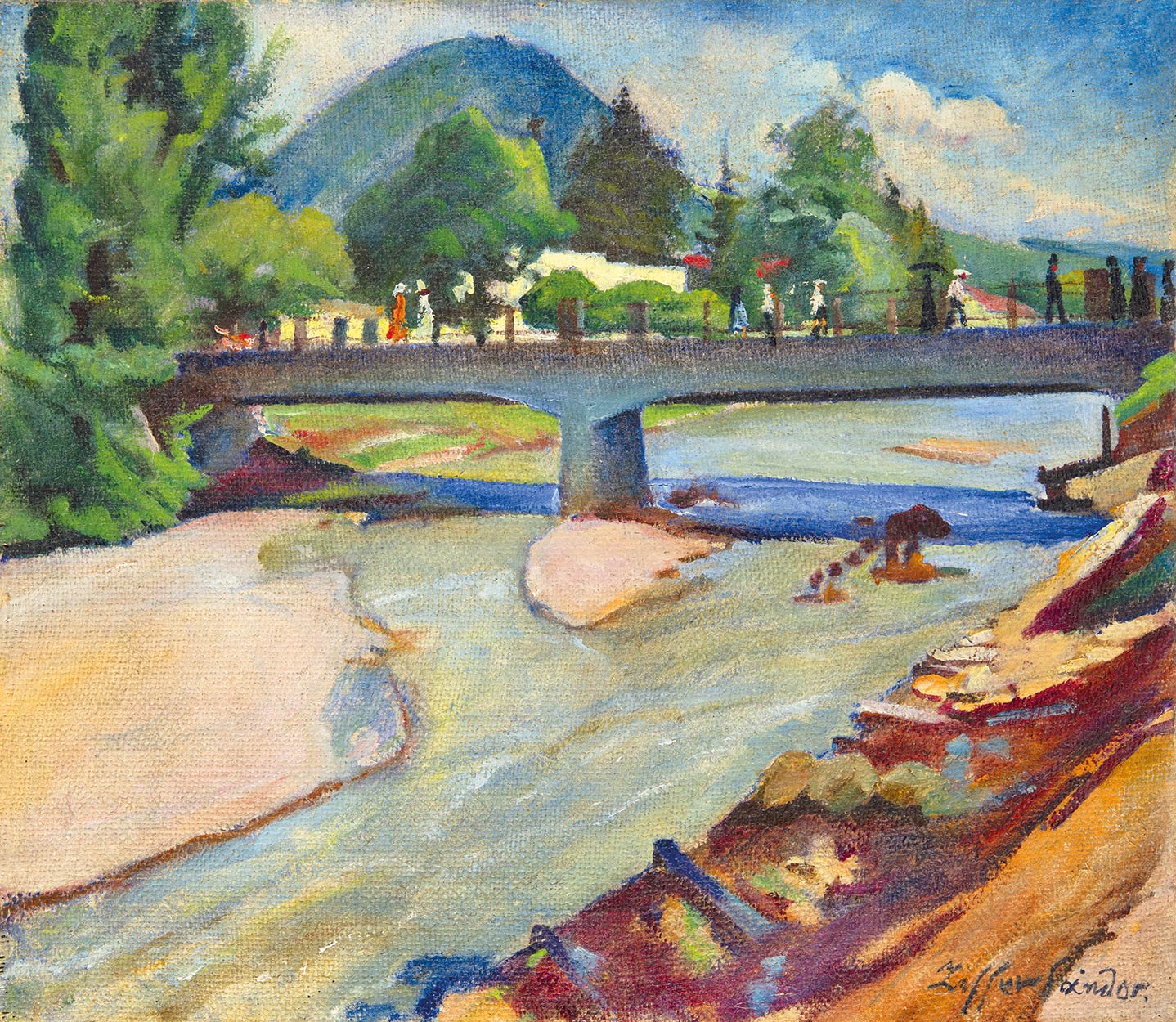Ziffer Sándor (1880-1962) Sasar-bridge with the Cross Mountain