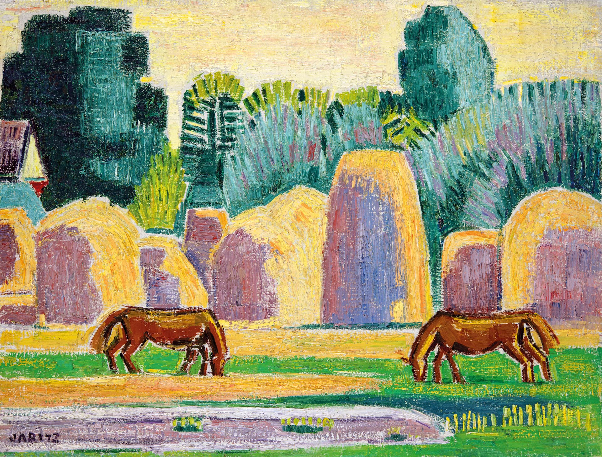 Járitz Józsa (1893-1986) Legelésző lovak