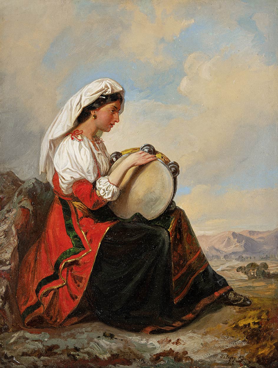 Telepy Károly (1828-1906) Italian Woman with a Tambourine (Ciociara with Tambourine), around 1880