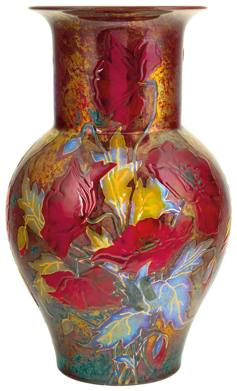 Zsolnay Vase with Poppies, Zsolnay, around 1900