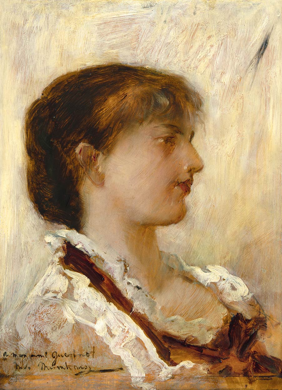 Munkácsy Mihály (1844-1900) Portrait of a Woman (Dedicated to architect Guérinot), around 1878