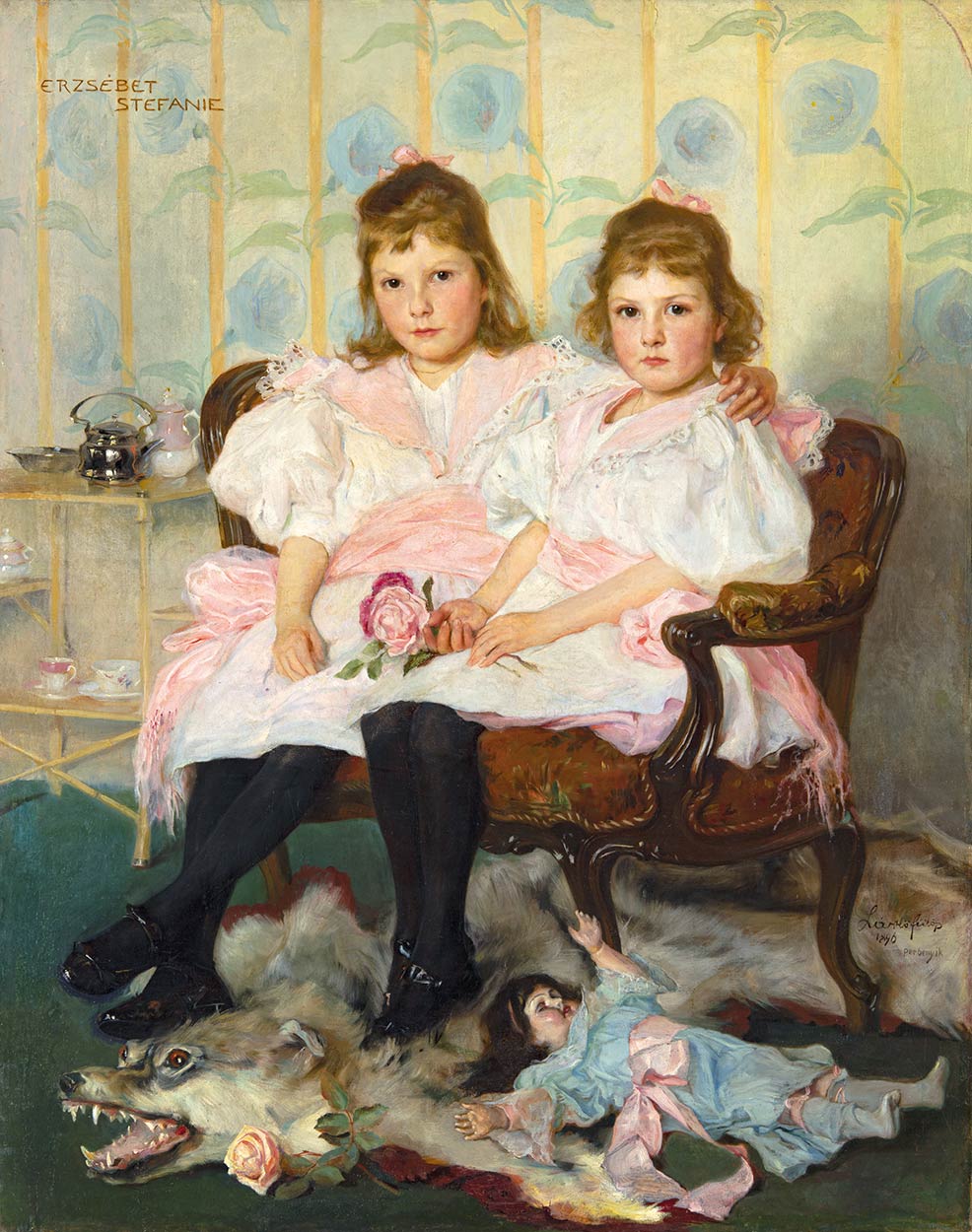László Fülöp (1869-1937) Dual portrait of Erzsébet and Elisabeth, 1896