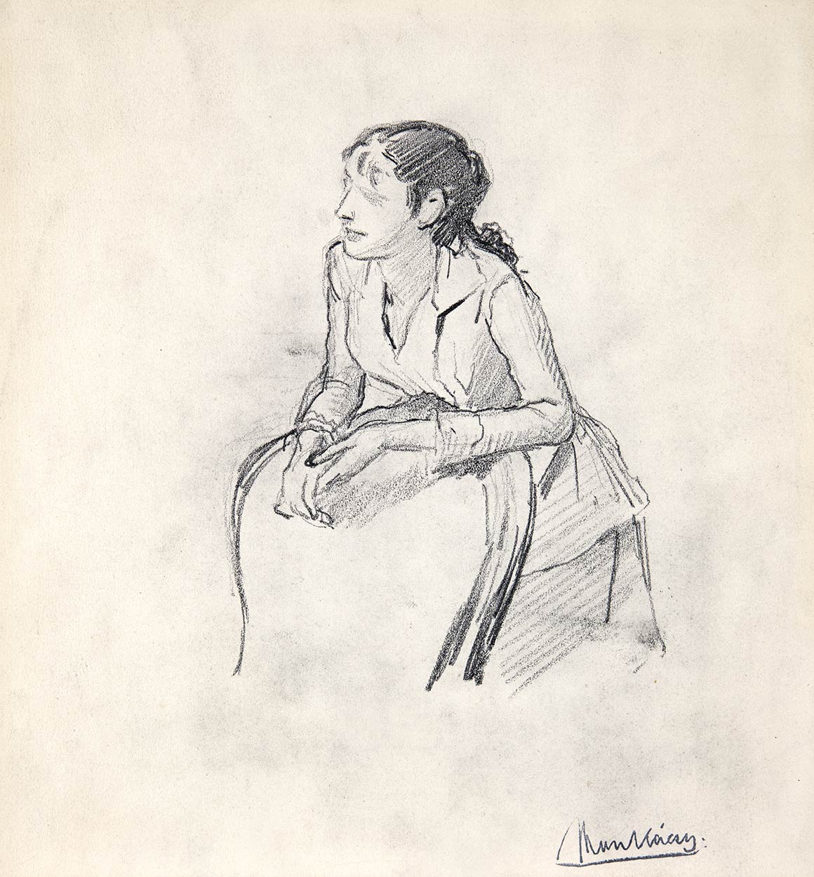 Munkácsy Mihály (1844-1900) Study for the work titled as Piano Lesson
