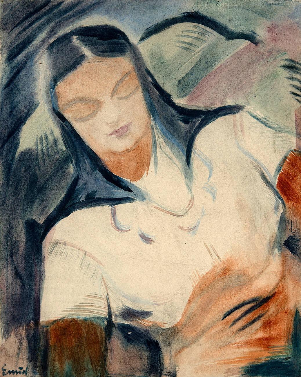 Emőd Aurél (1897-1958) Girl Reading