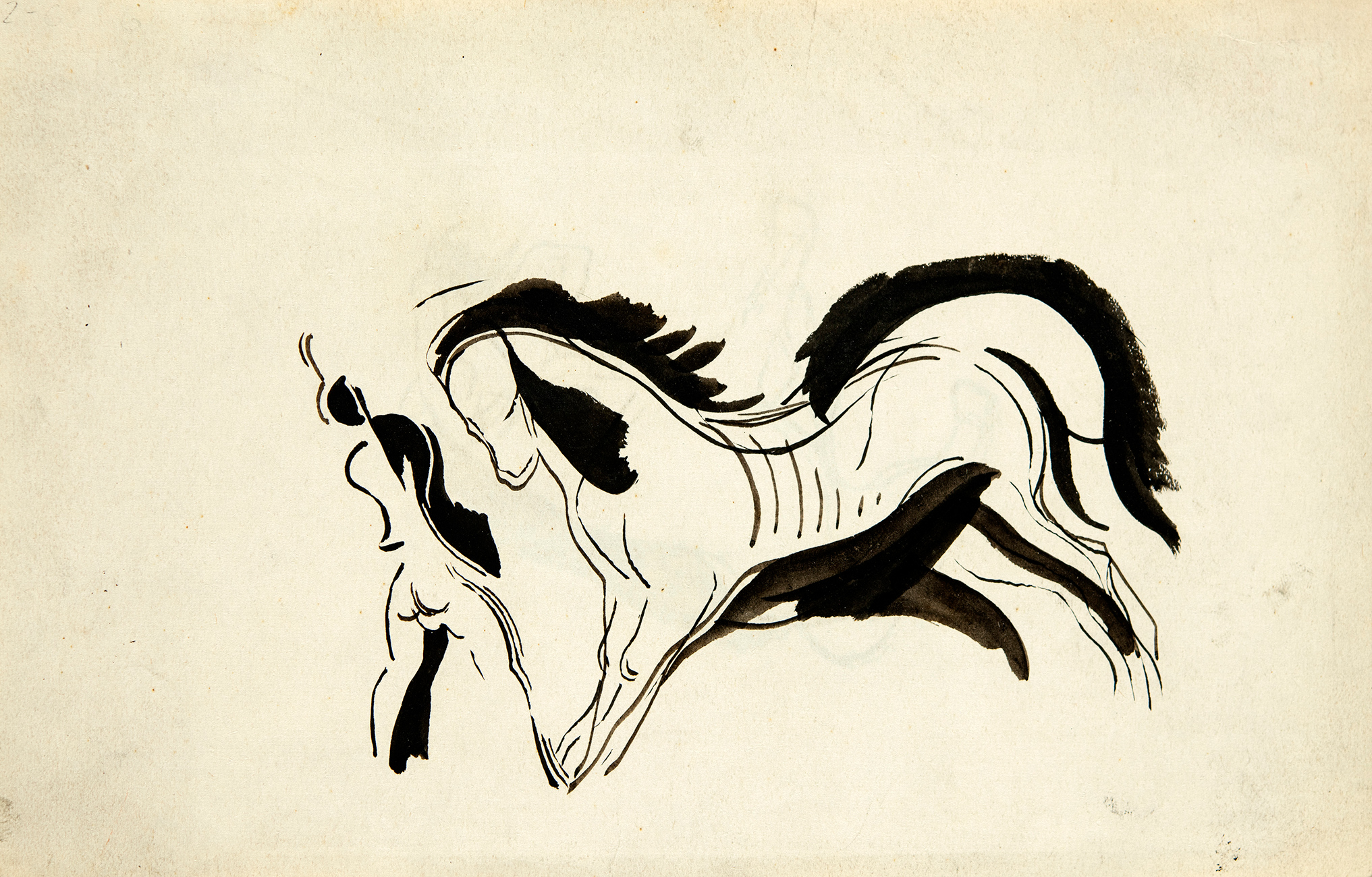 Kádár Béla (1877-1956) Scene with a Horse, On the reverse: Horse Study