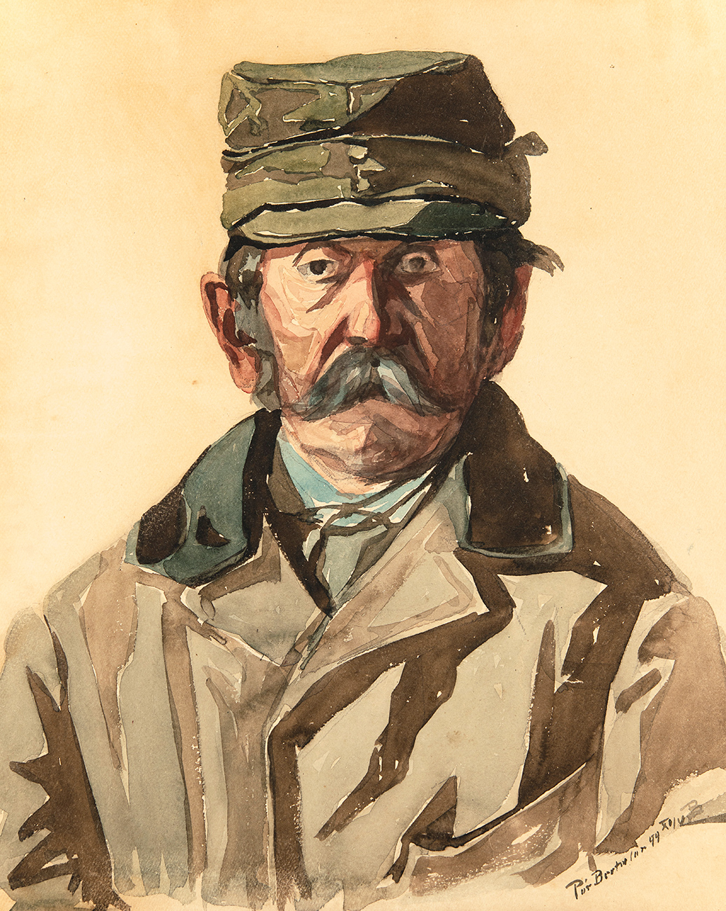 Pór Bertalan (1880-1964) Portrait of a Soldier, 1899