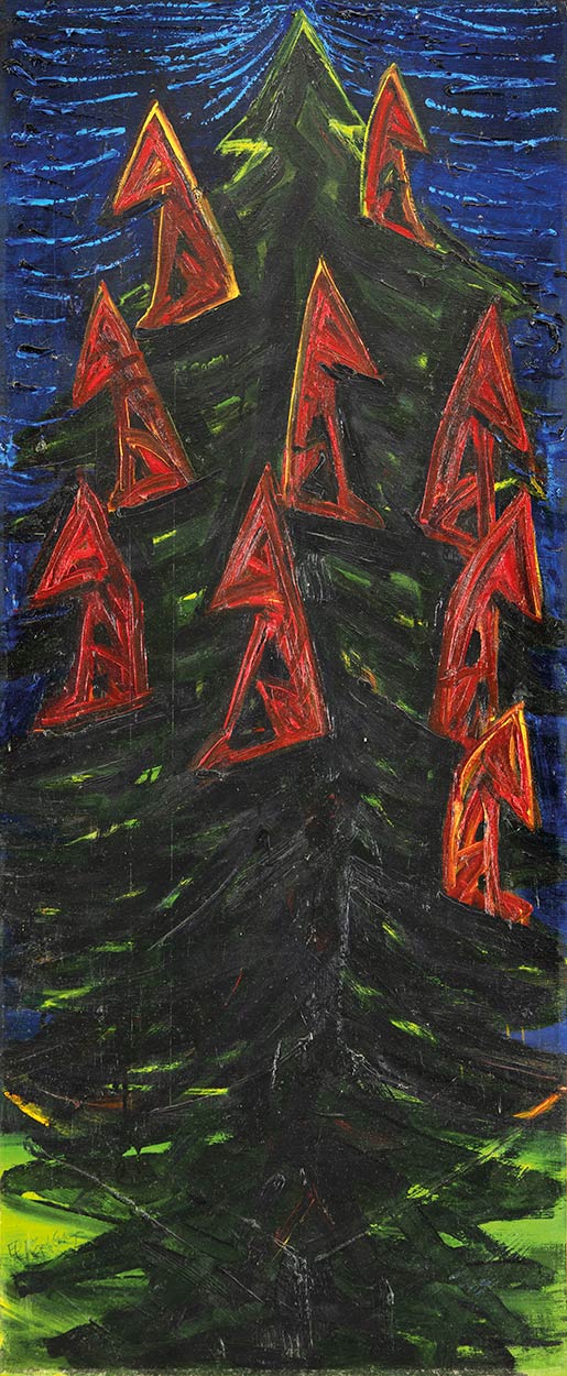 El Kazovszkij (1950-2008) Christmas Tree with Nine Wolves
