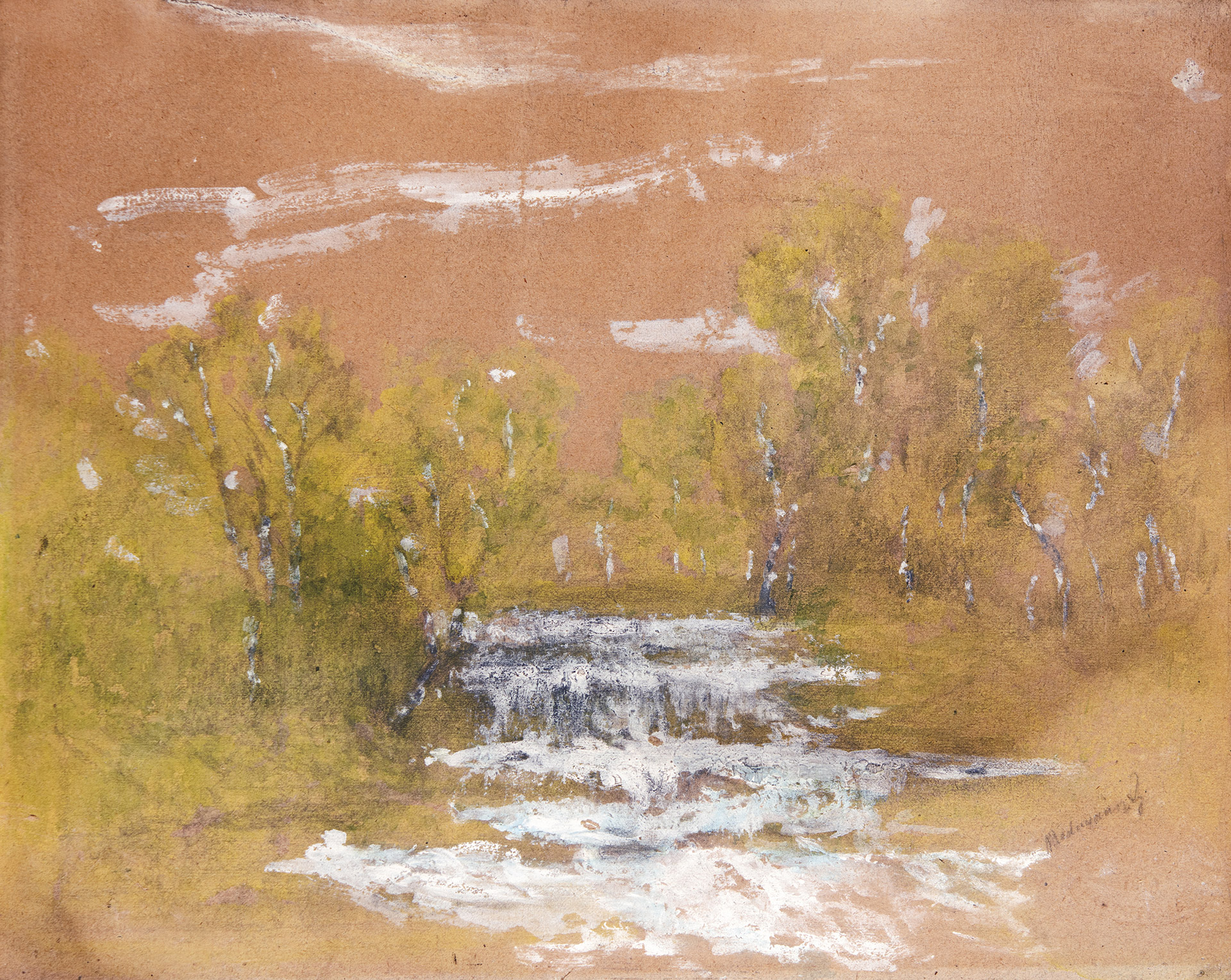 Mednyánszky László (1852-1919) Waterfall ( Stream)