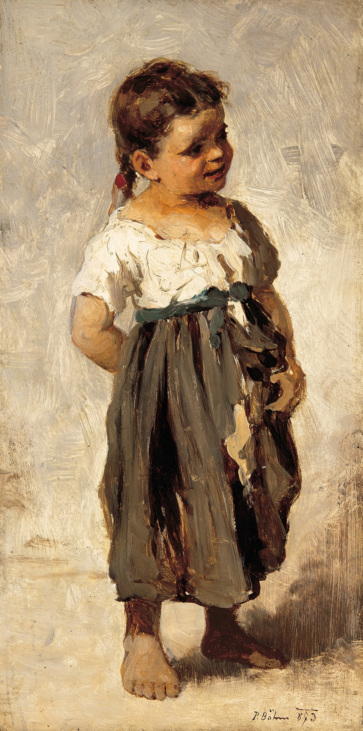 Böhm Pál (1839-1905) Little Girl, 1873, München
