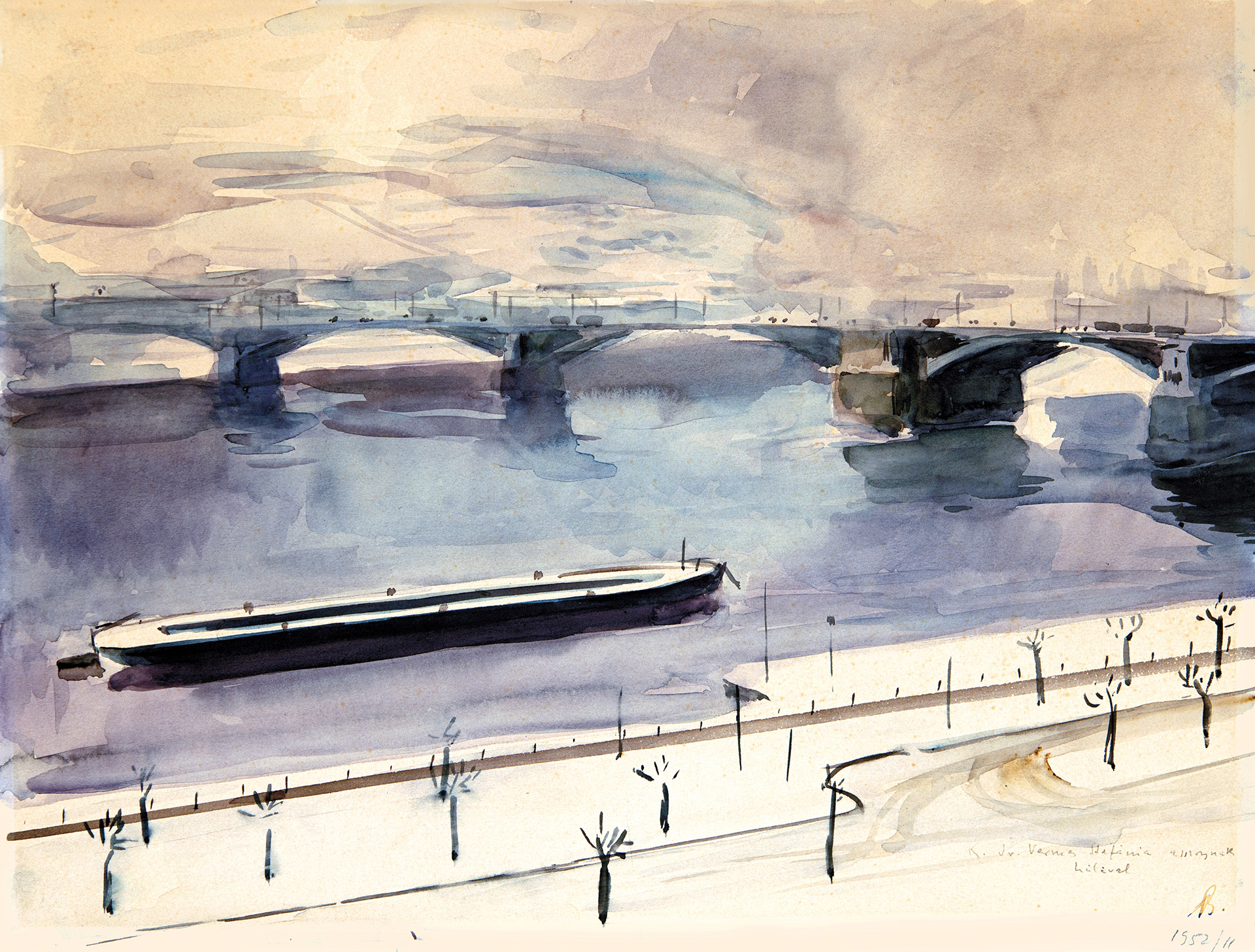Bernáth Aurél (1895-1982) Margaret Bridge in Foggy Winer, 1952