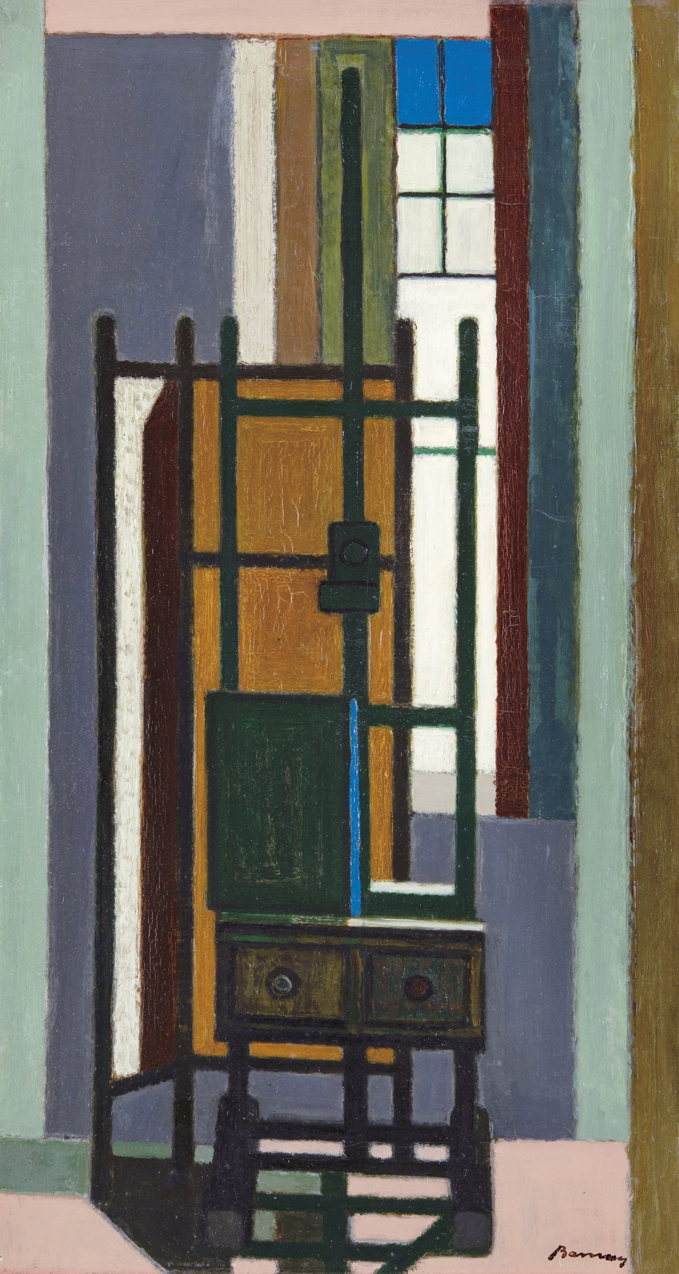 Barcsay Jenő (1900-1988) Easel front of a Window, 1961