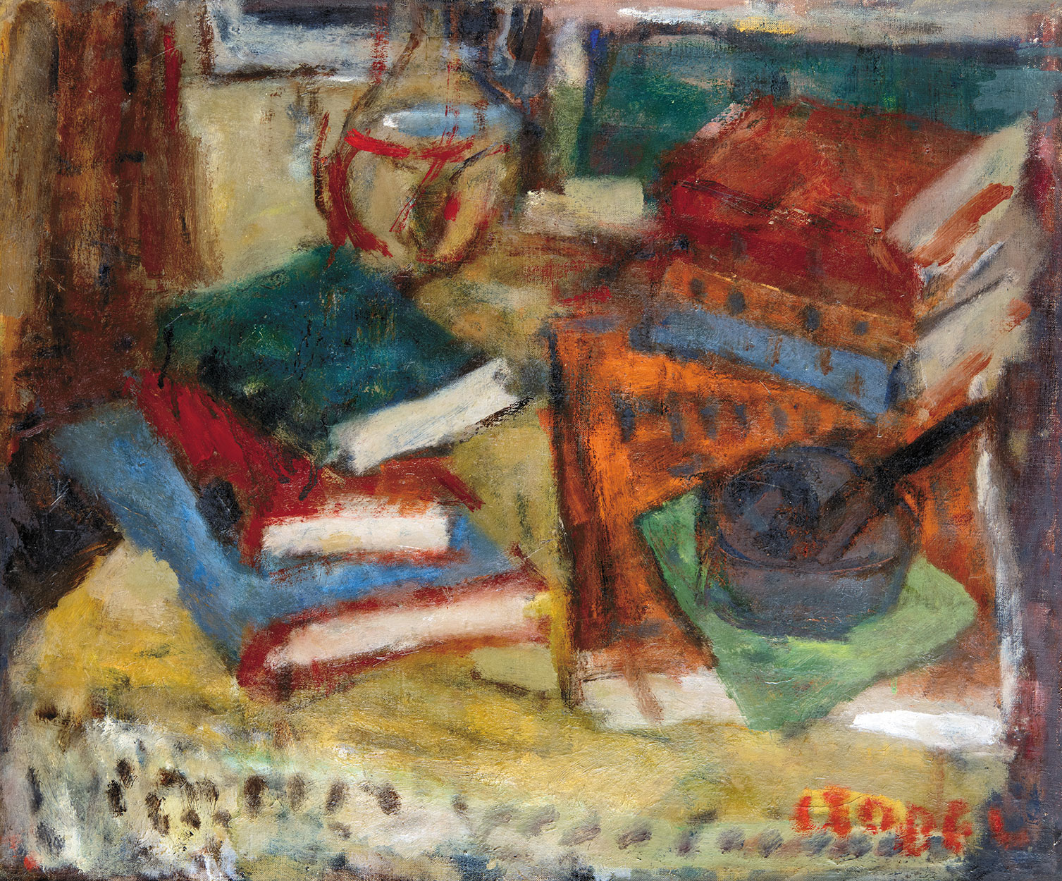 Czóbel Béla (1883-1976) Still-life with Books and Pipe, 1954