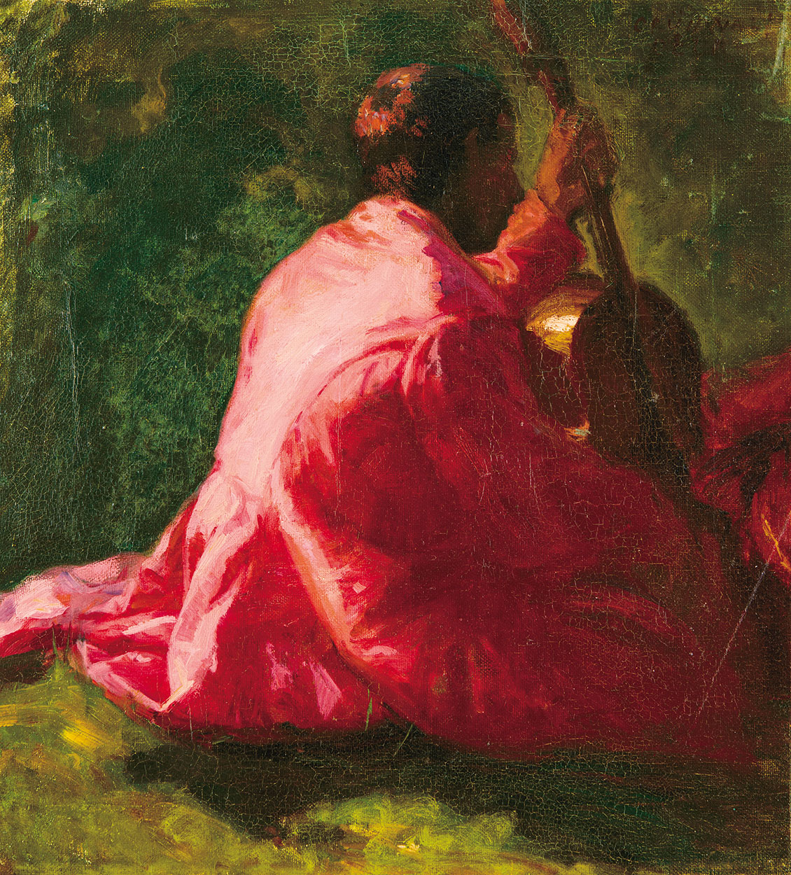 Iványi Grünwald Béla (1867-1940) Playing the Tambourine (Study for the painting 