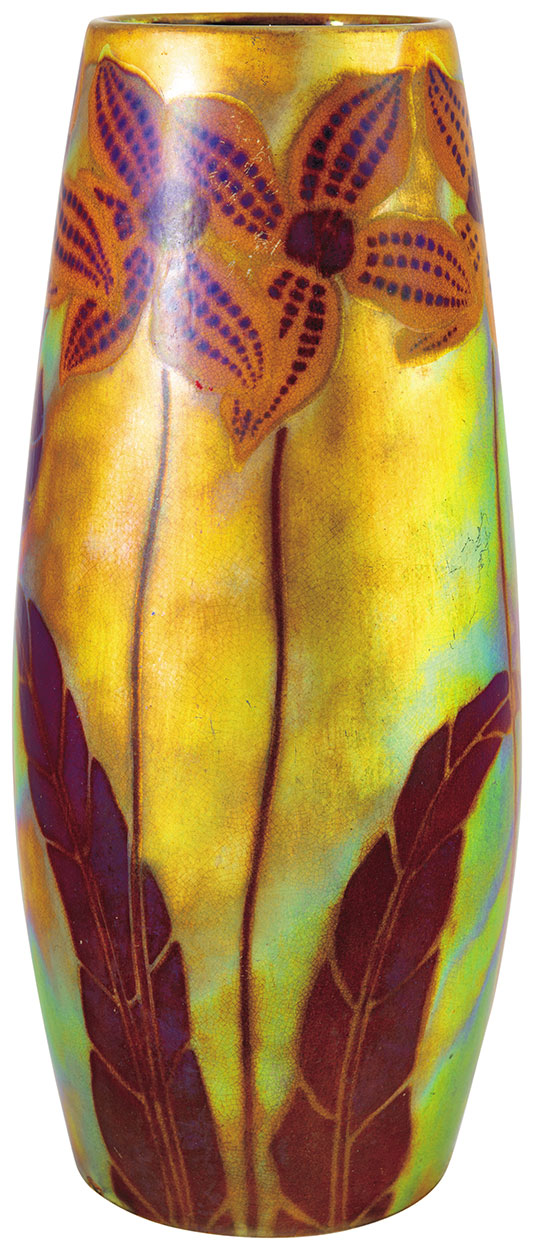 Zsolnay Vase, decorated with Orchids, around 1900