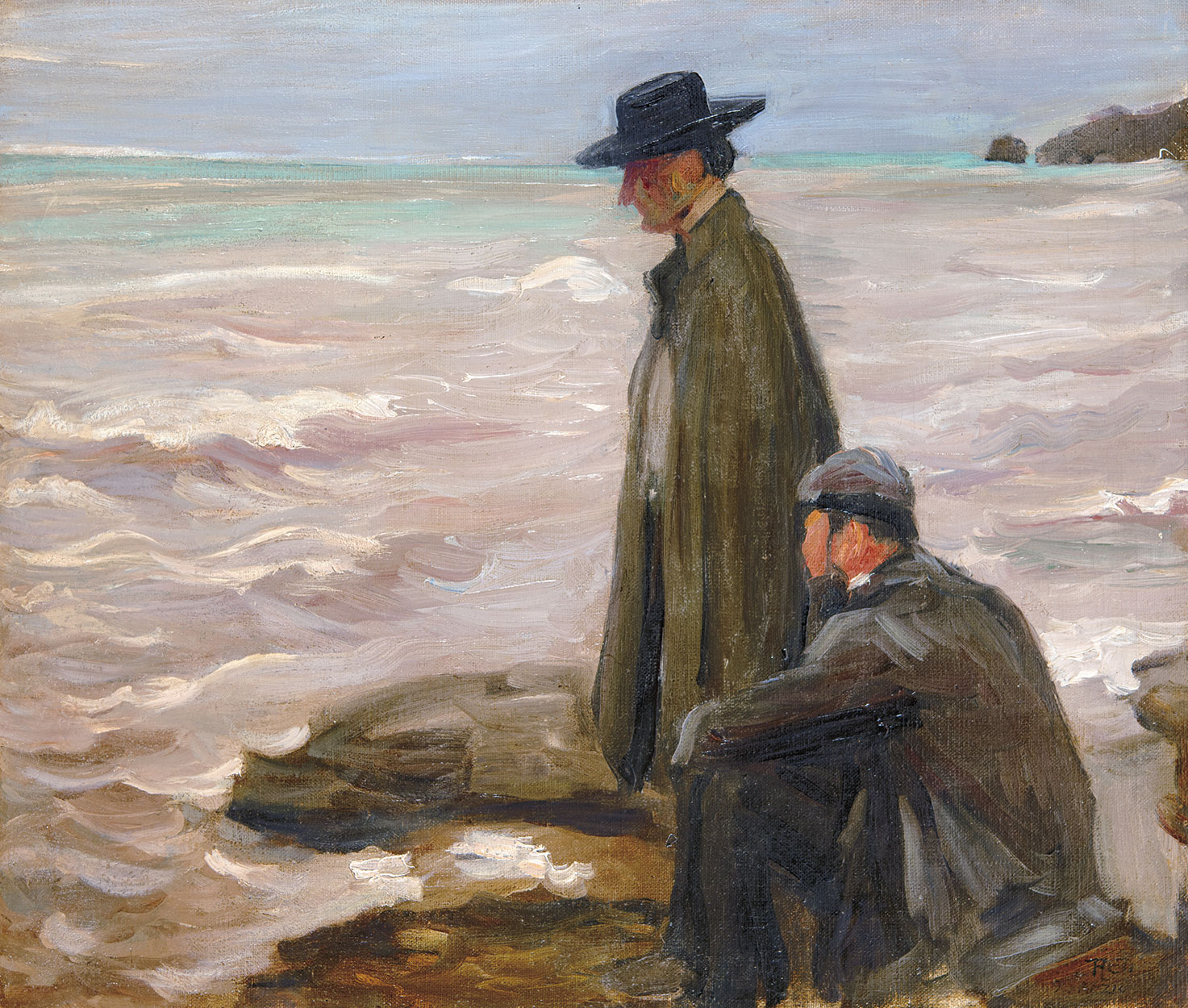 Réti István (1872-1945) Men on the Beach (On the Beach of Anzio; Twilight Beach), 1907, Porto d’Anzio