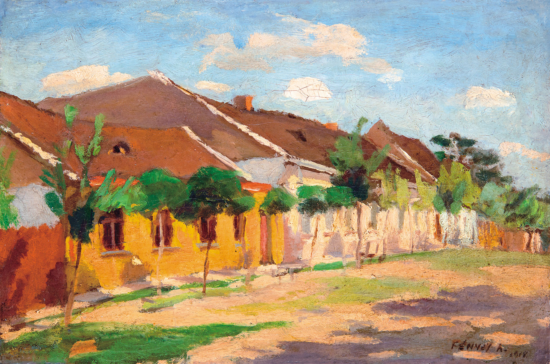 Fényes Adolf (1867-1945) Sunlit Street, 1918
