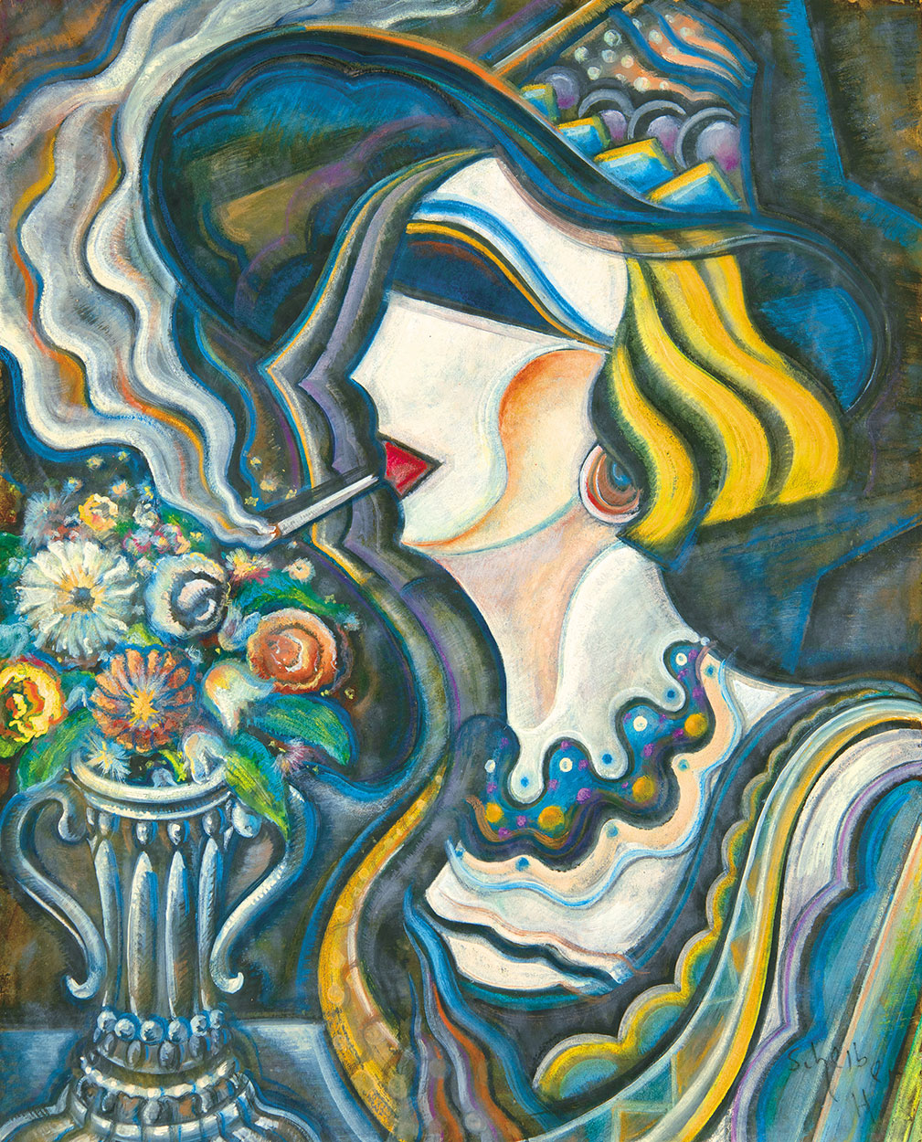 Scheiber Hugó (1873-1950) A Lady Smoking