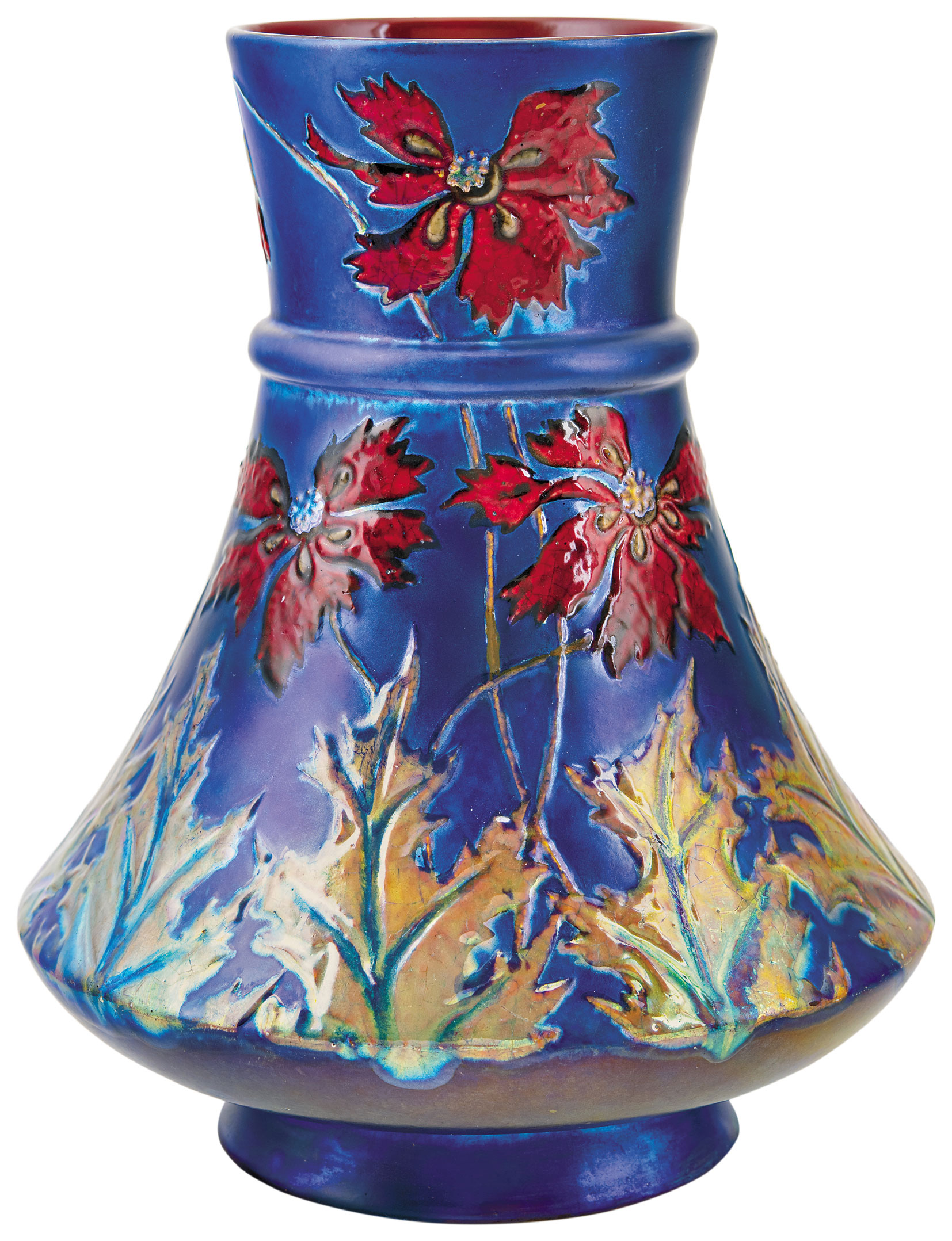 Zsolnay Vase with Poppy Flower Decoration, 1898