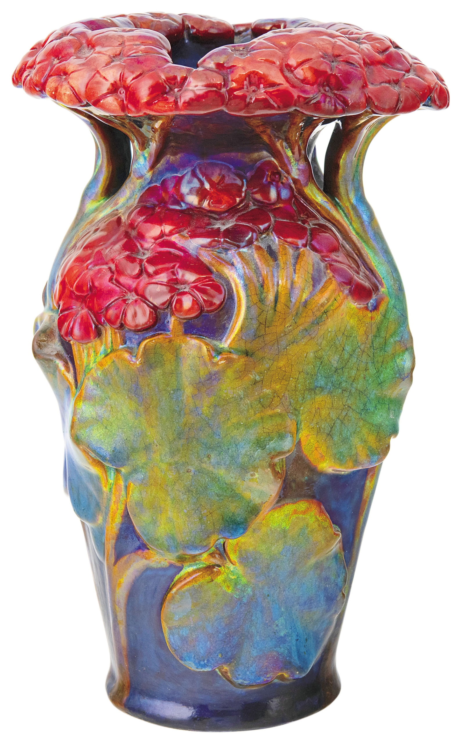 Zsolnay Vase with Geranium Relief, 1900