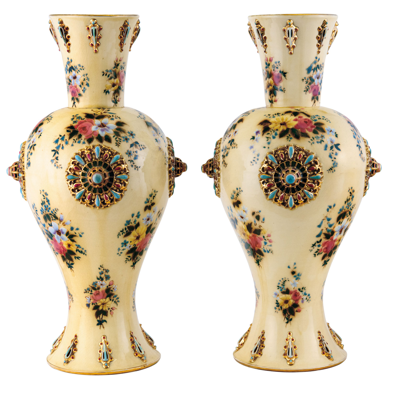 Zsolnay A Pair of Decorative Vases, around 1880