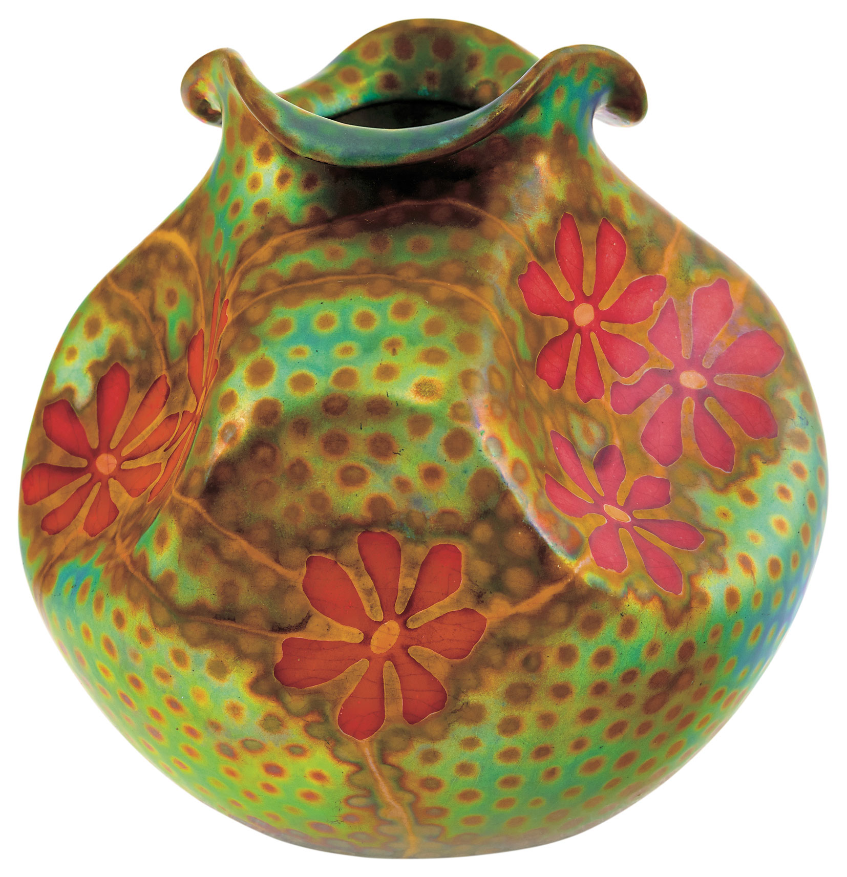 Zsolnay Vase with Meadow Field Decor, 1902, DESIGN BY: SIKORSKI TÁDÉ