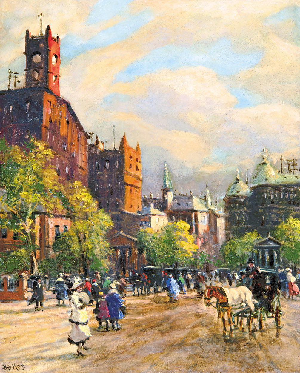 Berkes Antal (1874-1938) Streetscape