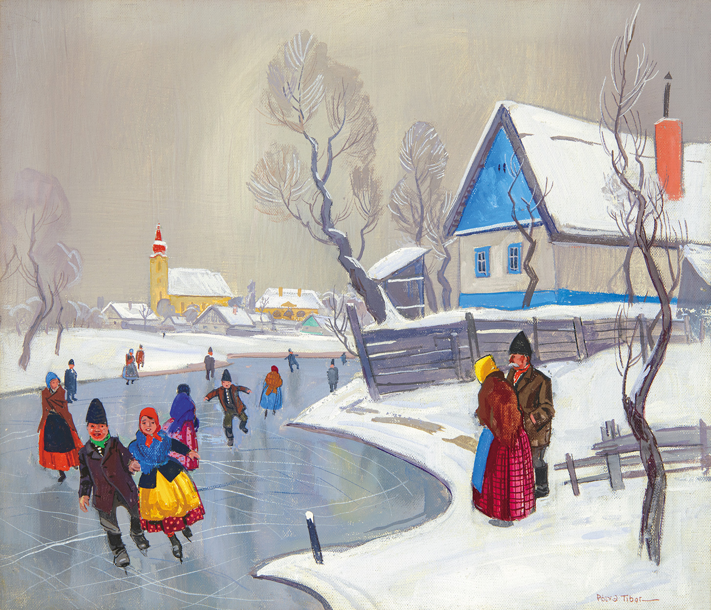 Pólya Tibor (1886-1937) Ice-skaters