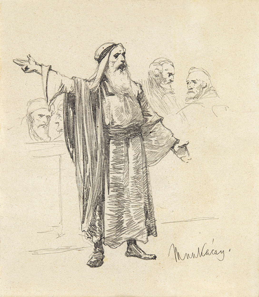 Munkácsy Mihály (1844-1900) Study for Christ before Pilate (Figure of Caiaphas)