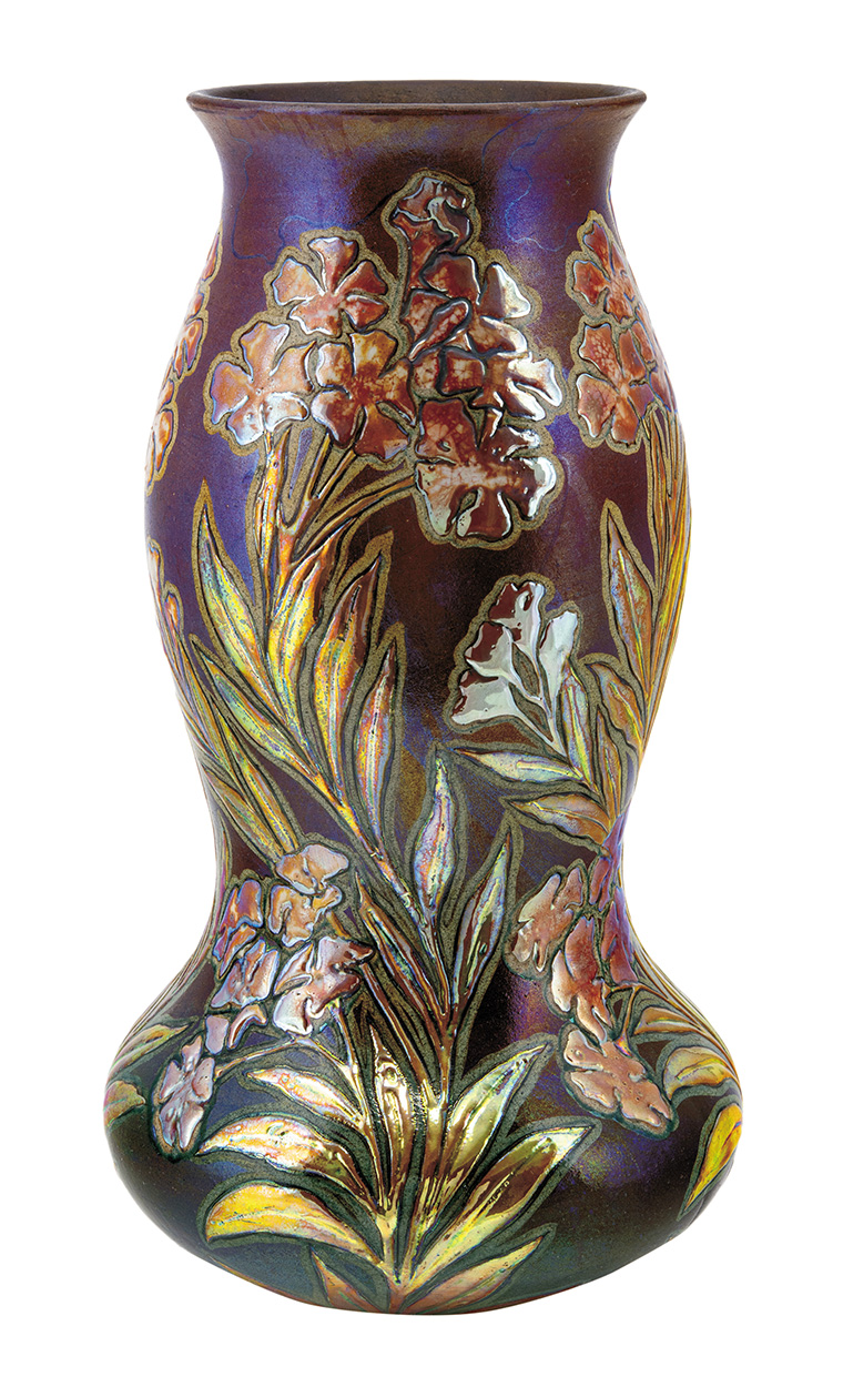 Zsolnay Vase with Floral Decoration, Zsolnay, 1899, DESIGN BY NIKELSZKY, GÉZA