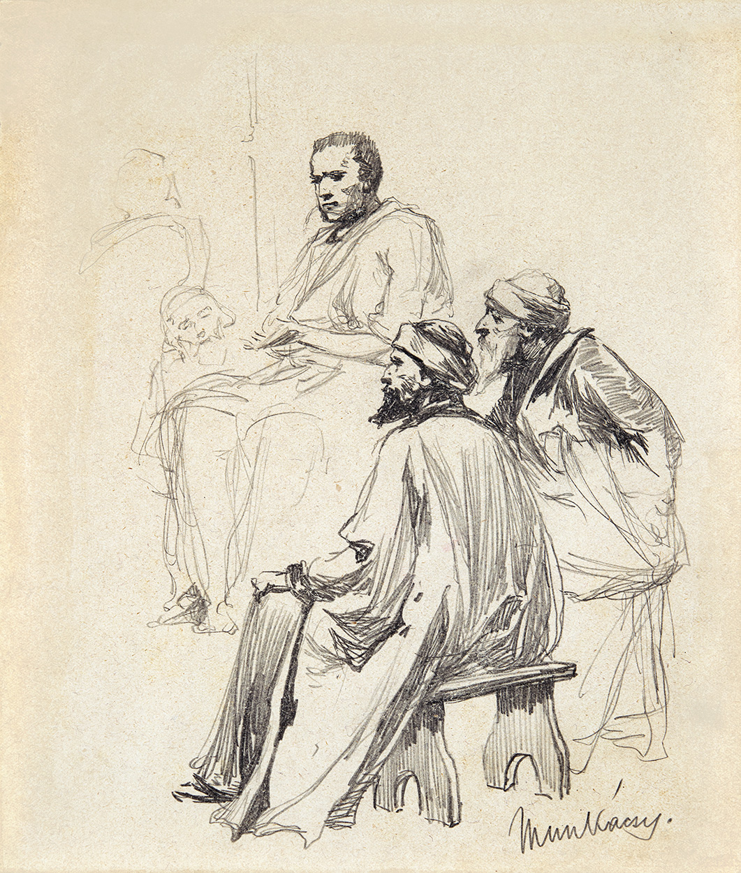Munkácsy Mihály (1844-1900) Training Pharisees (Study for the picture Christ before Pilate)