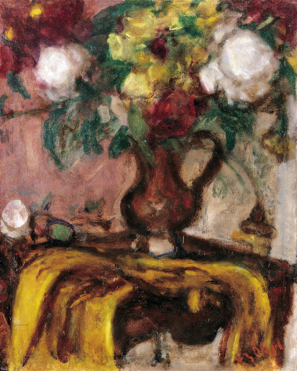 Czóbel Béla (1883-1976) Flowers in a brown Jug (Still-life with Peonies), 1936