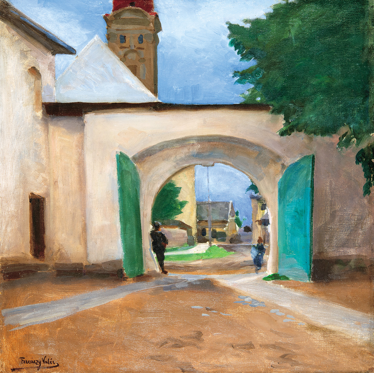 Ferenczy Valér (1885-1954) Street in Baia Mare with Arched Gate