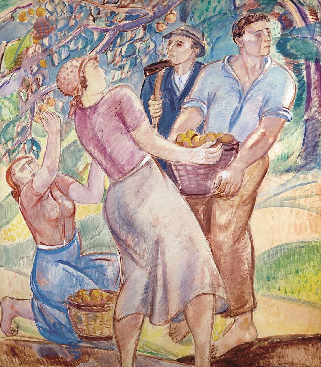 Márffy Ödön (1878-1959) Fruit Pickers (Apple Harvest; Design for a Fresco), 1949