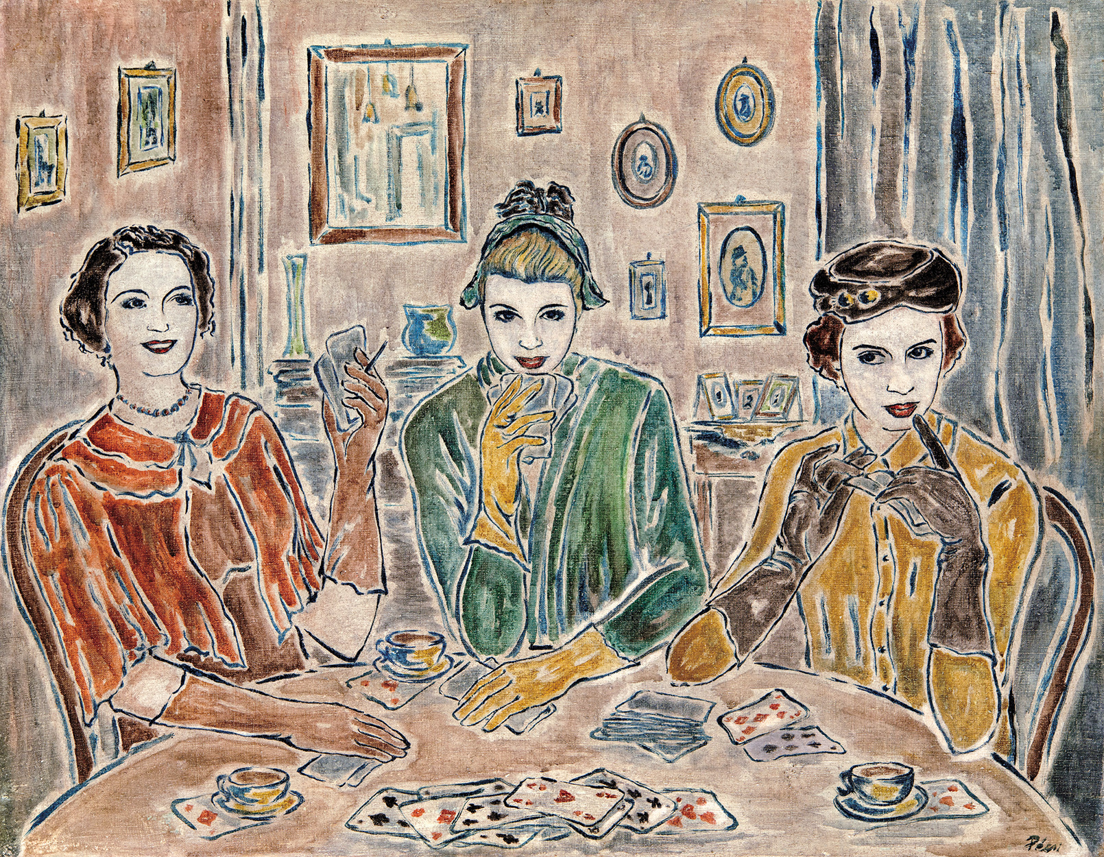 Pécsi Pilch Dezső (1888-1949) Ladies playing Cards